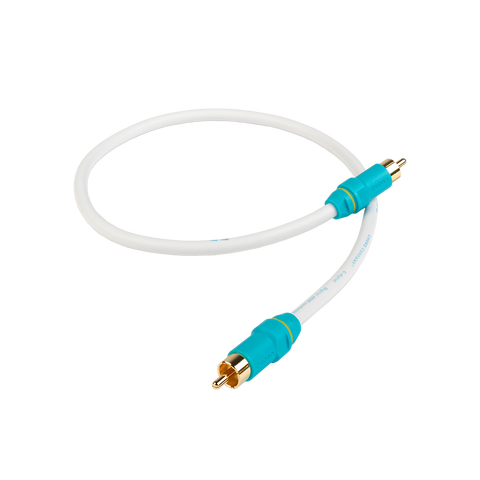 Chord Company C-digital, cablu digital coaxial alb cu mufe RCA turcoaz, vedere de ansamblu