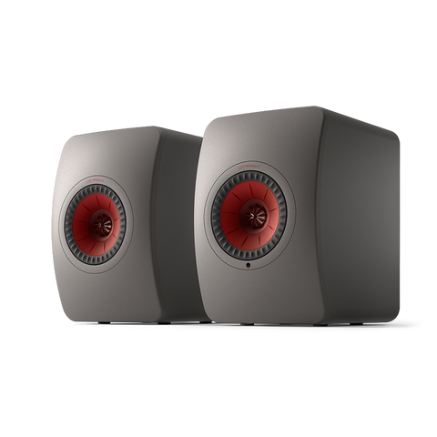 KEF LS50 Wireless II, finisaj Titanium Grey, vedere din față și lateral