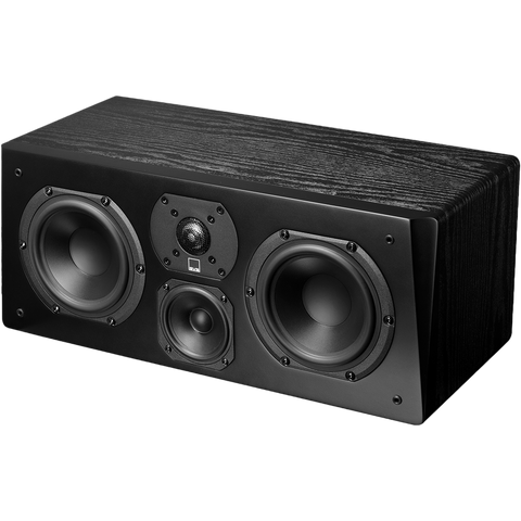 SVS Prime Center, finisaj Premium Black Ash, boxă de centru pe 3 căi văzută din trei sferturi