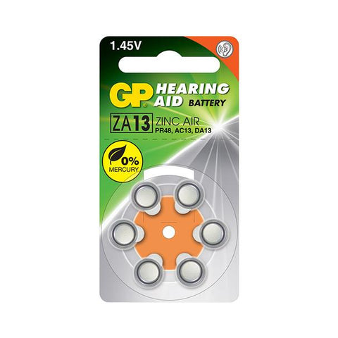 Baterii GP Hearing Aid Zinc Air Button Cell ZA13, 1.45V, blister 6 pcs