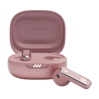 Слушалки JBL Live Flex, цвят розов (Rose), отворен калъф и слушалка до него