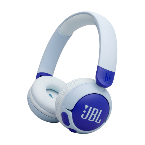 Безжични детски слушалки JBL Junior 320BT, сини, изглед под ъгъл