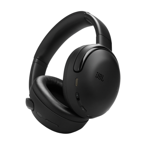 Безжични слушалки JBL Tour One M3, черни, изглед под ъгъл