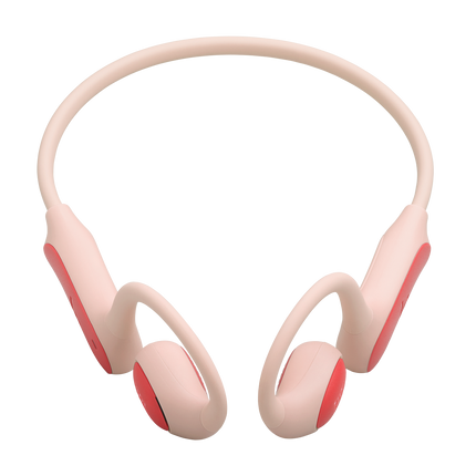 Детски open-ear слушалки JBL Junior Free в цвят праскова, изглед отпред