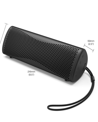 KEF Muo, finisaj Midnight Black, schiță de dimensiuni