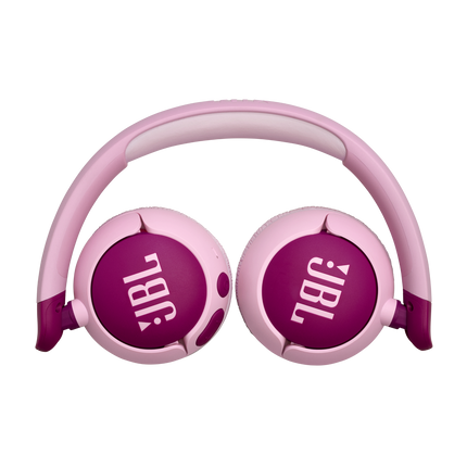 Безжични детски слушалки JBL Junior 320BT, лилави, сгънати плоско