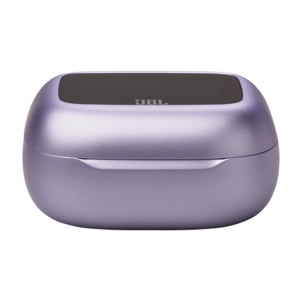 Слушалки JBL Live Flex 3, цвят лилав (Purple), затвореният калъф, изглед отпред
