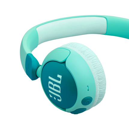Безжични детски слушалки JBL Junior 320BT, зелени, детайл на чашката и възглавничката