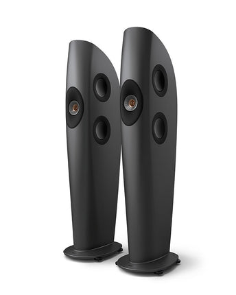 KEF Blade Two Meta, finisaj Charcoal Grey / Bronze, vedere din față și lateral