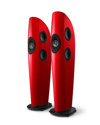 KEF Blade Two Meta, finisaj Racing Red / Grey, vedere din față și lateral