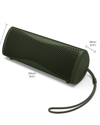 KEF Muo, finisaj Moss Green, schiță de dimensiuni