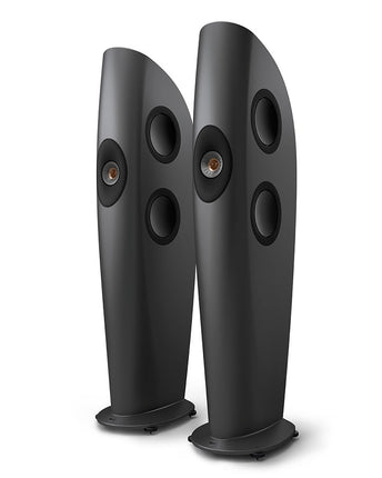 KEF Blade One Meta, finisaj Charcoal Grey / Bronze, vedere din față și lateral