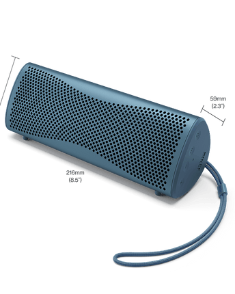 KEF Muo, finisaj Blue Aura, schiță de dimensiuni