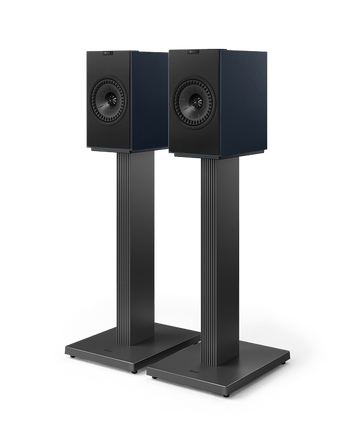 KEF Coda W, finisaj Midnight Blue, vedere cu standuri