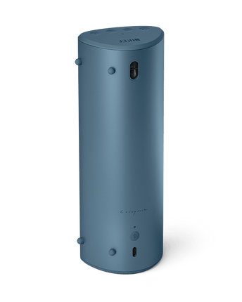 KEF Muo, finisaj Blue Aura, vedere din spate și lateral