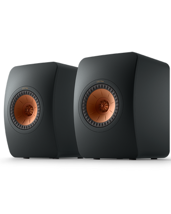 KEF LS50 Meta, finisaj Carbon Black, vedere din față și lateral