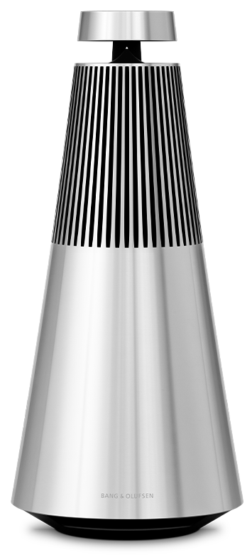 Beosound 2 3rd Gen — con de aluminiu, fotografiat frontal pe fundal neutru.