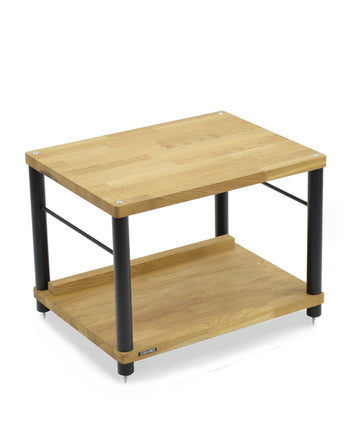 Hi-Fi Rack Atacama Apollo Storm 6 Two Shelf Vinyl Storage Module, Natural Oak, 60cm ширина, цветови опции - бели крака / черни крака