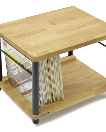 Hi-Fi Rack Atacama Apollo Storm 6 Винилов модул за съхранение с два рафта, тъмен дъб, ширина 60 см, цветови опции - бели крака / черни крака
