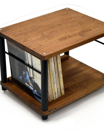 Hi-Fi Rack Atacama Apollo Storm 6 Винилов модул за съхранение с два рафта, тъмен дъб, ширина 60 см, цветови опции - бели крака / черни крака