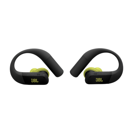 Спортни True Wireless слушалки JBL Endurance Peak 4, черно и лайм, изглед отпред