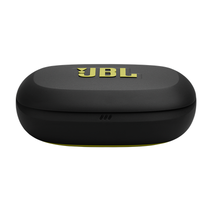 Спортни True Wireless слушалки JBL Endurance Peak 4, черно и лайм, затвореният калъф за зареждане