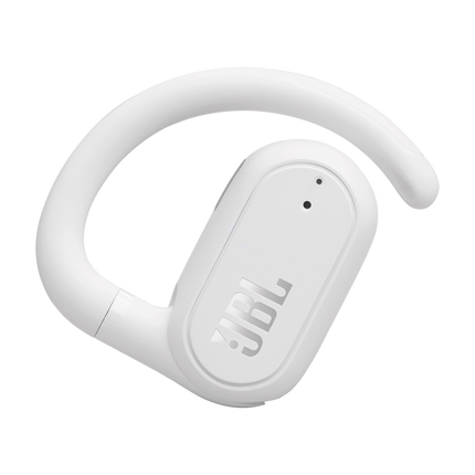 True Wireless слушалки с отворен дизайн JBL Soundgear Sense, бял цвят, детайл на една слушалка