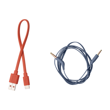 Слушалки JBL Tune 670NC, сини, аксесоари в кутията: USB-C кабел за зареждане и аудио кабел