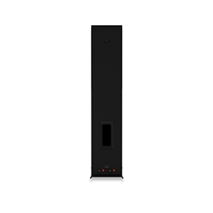 Panoul din spate al boxei Klipsch R-600F, cu portul Tractrix si placa de borne marcata MAIN si HEIGHT