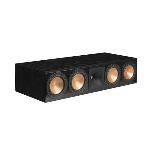 Klipsch RC-64 III in finisaj Black Ash (frasin negru), vedere trei sferturi cu grila scoasa