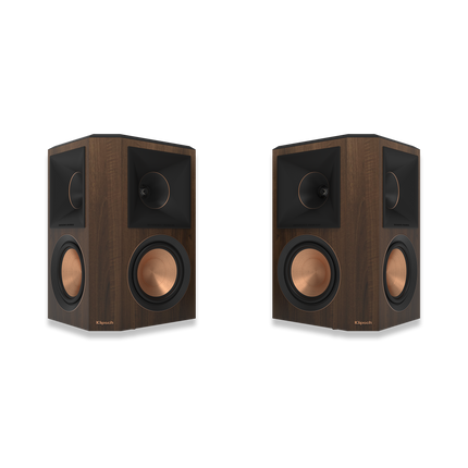 Klipsch RP-502S II Walnut, pereche vazuta din fata, fara grile