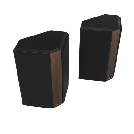 Perechea Klipsch RP-502S II in finisaj Walnut, cu grilele montate