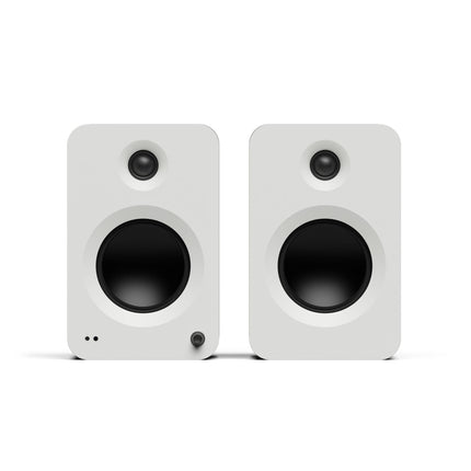 Kanto Audio REN powered speakers in white, pair, front view