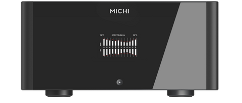 Rotel Michi S5 negru, vedere din față, cu afișajul color pe panoul frontal