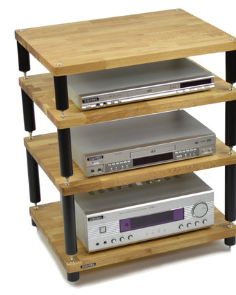 Rack Hi-Fi Atacama Apollo Storm 6, Natural Oak, 60cm latime, 4 rafturi variante culori - White Legs / Black Legs