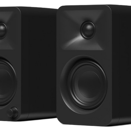 Boxe active Kanto Audio ORA negre, perechea văzută din unghi