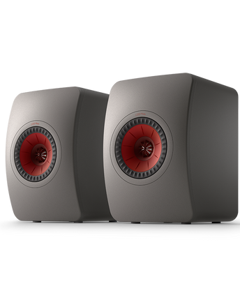 KEF LS50 Meta, finisaj Titanium Grey, vedere din față și lateral