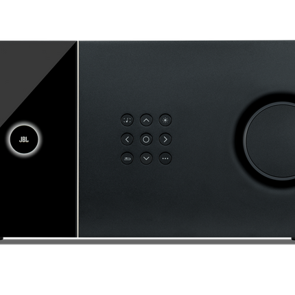 Procesor AV JBL Synthesis SDP-70, panoul frontal negru cu suporti de rack montati