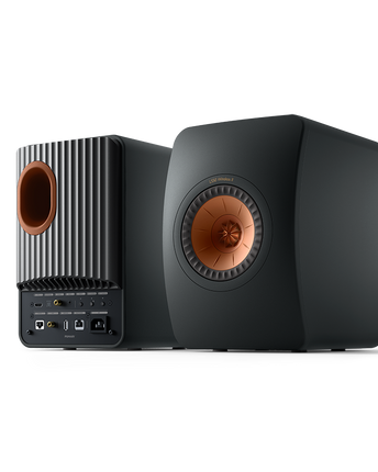 KEF LS50 Wireless II, finisaj Carbon Black, vedere frontală și posterioară