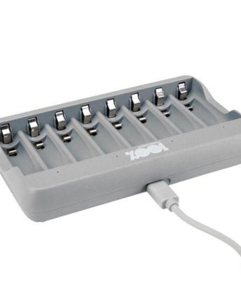 Incarcator acumulatori 100% PeakPower PowerBank USB LCD Charger 8 sloturi ambalaj carton, charger USB
