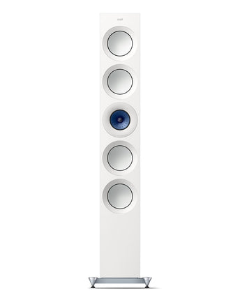 KEF Reference 5 Meta, finisaj High Gloss White / Blue, vedere din față
