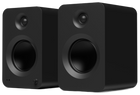 Kanto Audio REN powered speakers in black, pair, angled view