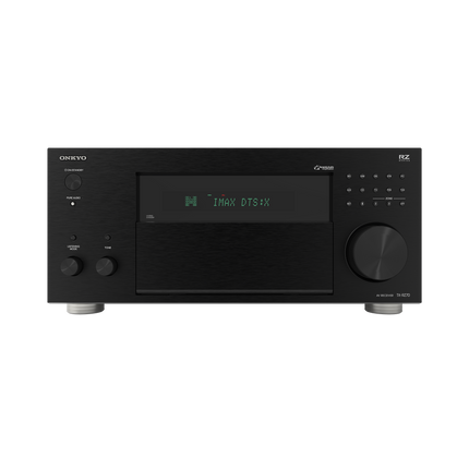 Panoul frontal al receiverului Onkyo TX-RZ70, cu clapeta inchisa