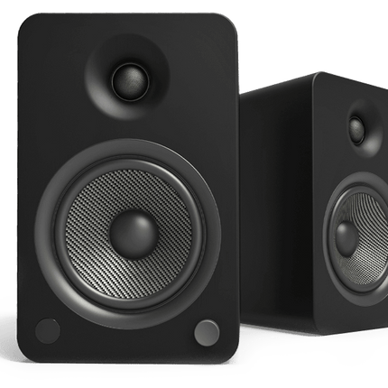 Perechea Kanto Audio YU6 în negru mat, văzută din față
