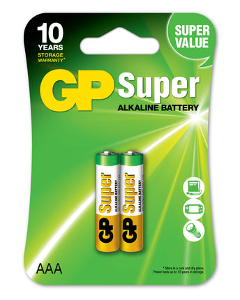 Baterii GP Super Alkaline AAA (LR03), blister 2pcs