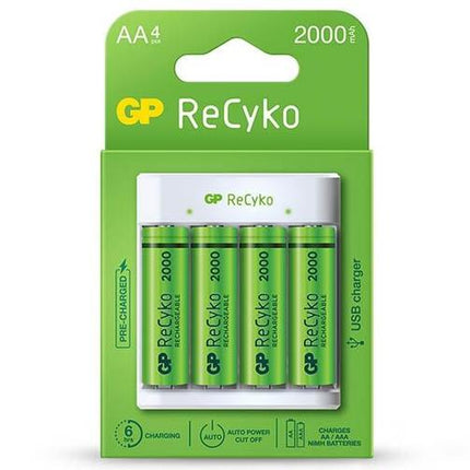 Incarcator acumulatori GP ReCyko E411 (USB) + 4 acumulatori ReCyko AA 2100mAh