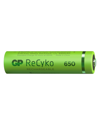 Baterii reincarcabile GP ReCyko AAA 650mAh (R03), ambalaj reciclabil 4pcs