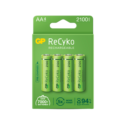 Baterii reincarcabile GP ReCyko AA 2100mAh (R6), ambalaj reciclabil 4pcs