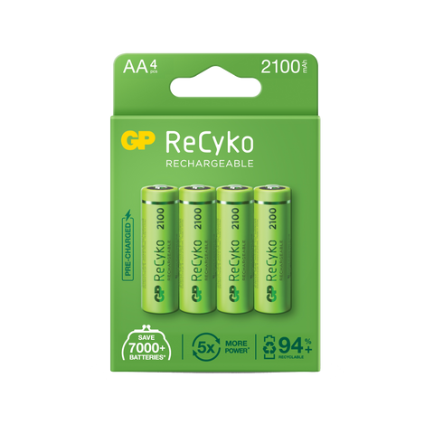 Baterii reincarcabile GP ReCyko AA 2100mAh (R6), ambalaj reciclabil 4pcs