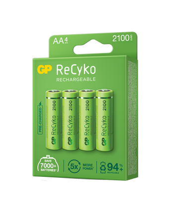 Акумулаторни батерии GP ReCyko AA 2100mAh (R6), рециклируеми опаковки 4бр.